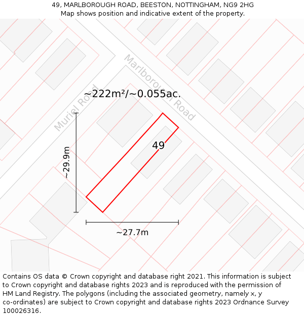 49, MARLBOROUGH ROAD, BEESTON, NOTTINGHAM, NG9 2HG: Plot and title map
