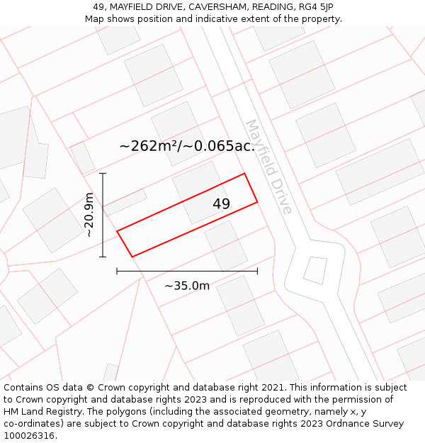 49, MAYFIELD DRIVE, CAVERSHAM, READING, RG4 5JP: Plot and title map