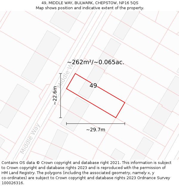49, MIDDLE WAY, BULWARK, CHEPSTOW, NP16 5QS: Plot and title map