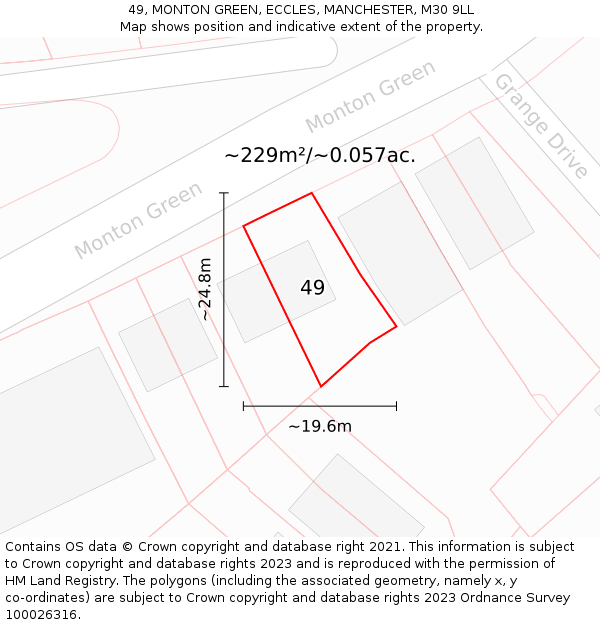 49, MONTON GREEN, ECCLES, MANCHESTER, M30 9LL: Plot and title map