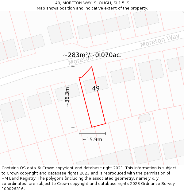 49, MORETON WAY, SLOUGH, SL1 5LS: Plot and title map