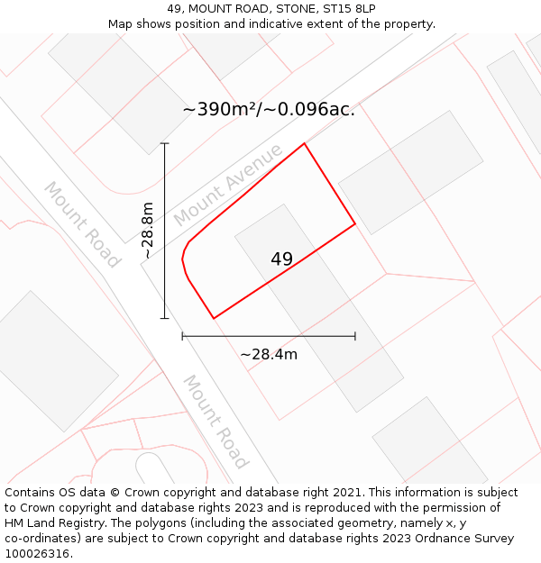 49, MOUNT ROAD, STONE, ST15 8LP: Plot and title map