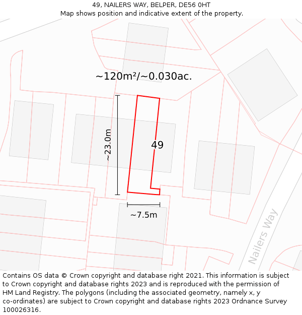 49, NAILERS WAY, BELPER, DE56 0HT: Plot and title map