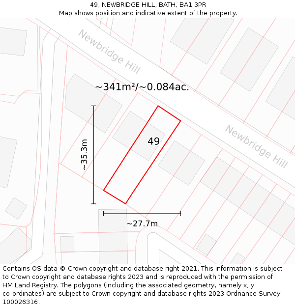 49, NEWBRIDGE HILL, BATH, BA1 3PR: Plot and title map