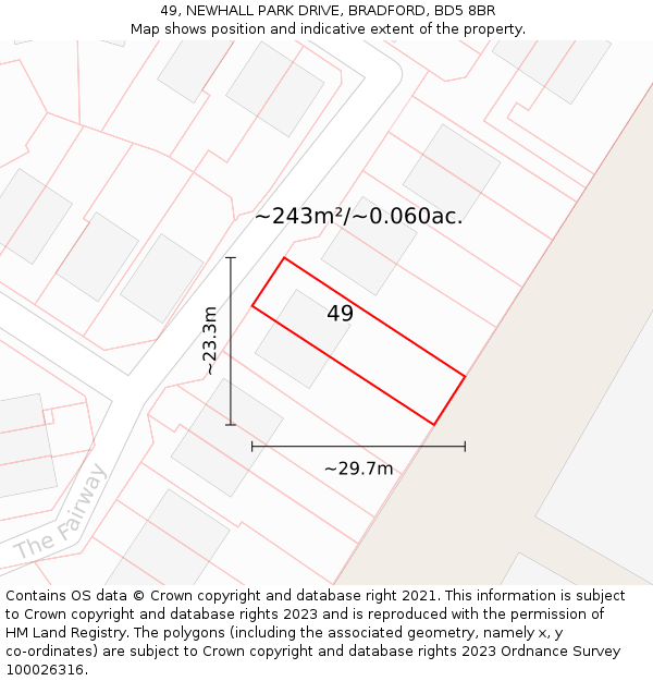 49, NEWHALL PARK DRIVE, BRADFORD, BD5 8BR: Plot and title map