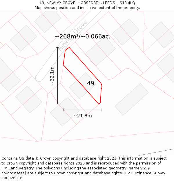 49, NEWLAY GROVE, HORSFORTH, LEEDS, LS18 4LQ: Plot and title map