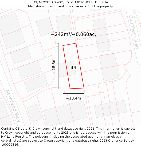 49, NEWSTEAD WAY, LOUGHBOROUGH, LE11 2UA: Plot and title map