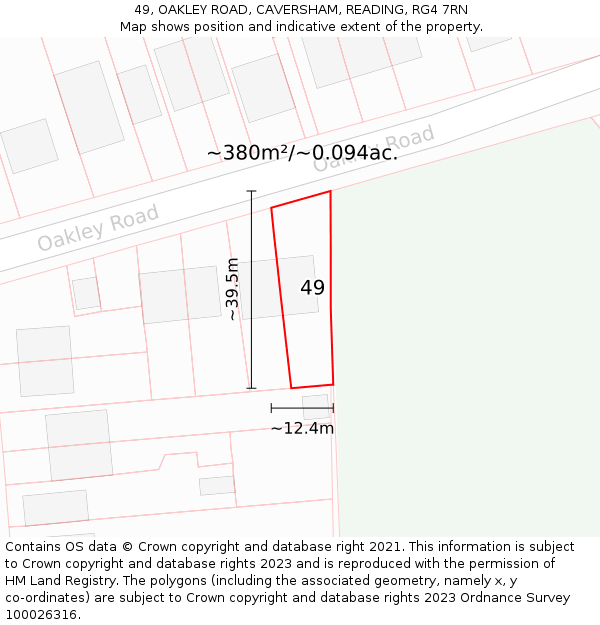 49, OAKLEY ROAD, CAVERSHAM, READING, RG4 7RN: Plot and title map