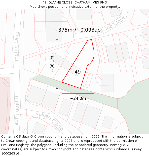 49, OLIVINE CLOSE, CHATHAM, ME5 9NQ: Plot and title map