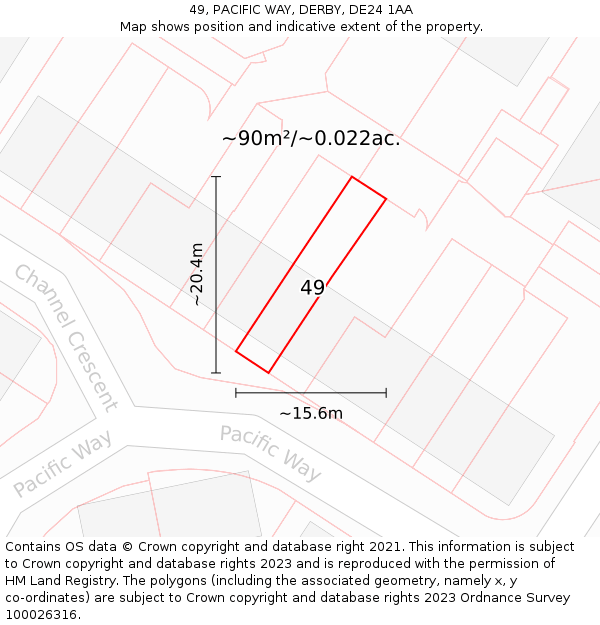 49, PACIFIC WAY, DERBY, DE24 1AA: Plot and title map