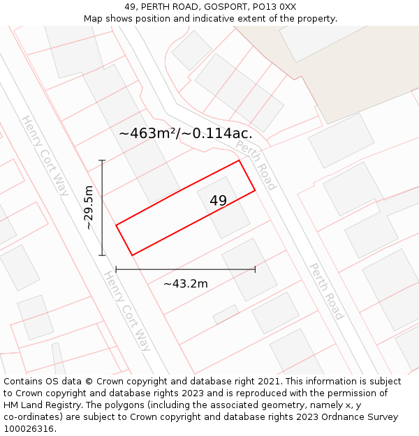 49, PERTH ROAD, GOSPORT, PO13 0XX: Plot and title map