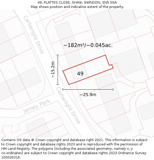49, PLATTES CLOSE, SHAW, SWINDON, SN5 5SA: Plot and title map