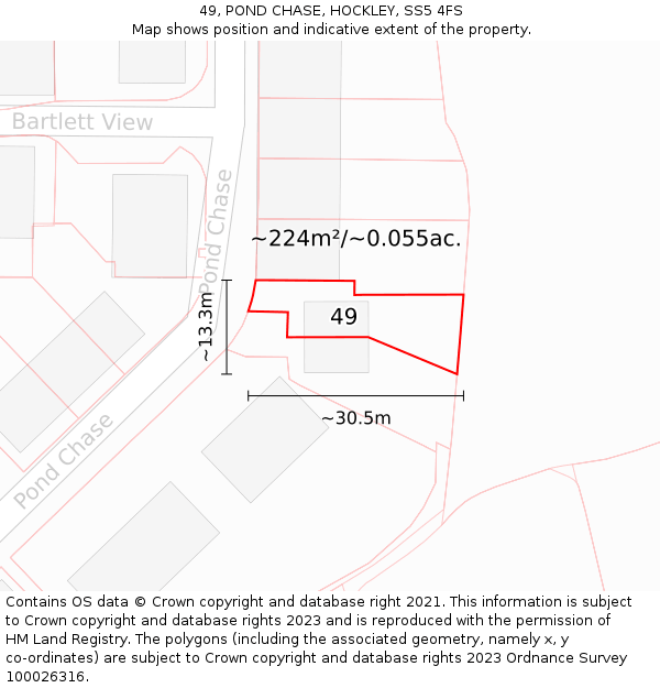 49, POND CHASE, HOCKLEY, SS5 4FS: Plot and title map