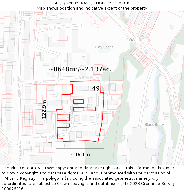 49, QUARRY ROAD, CHORLEY, PR6 0LR: Plot and title map