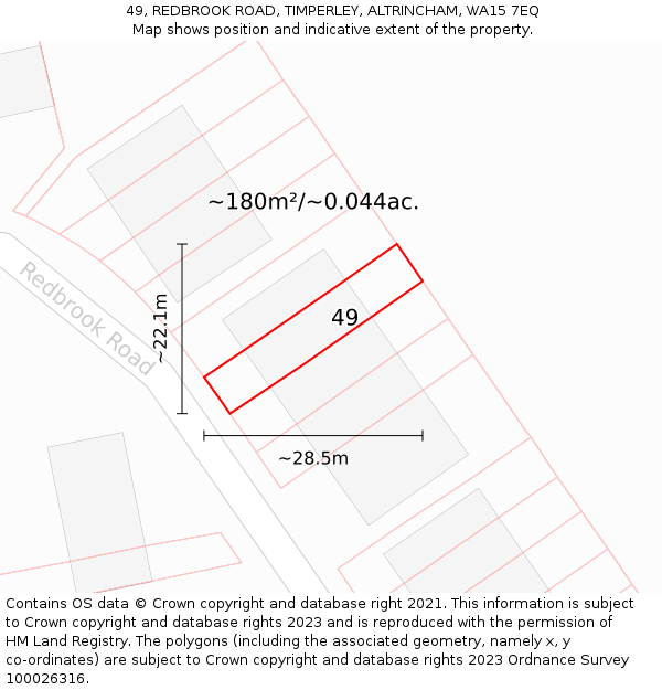 49, REDBROOK ROAD, TIMPERLEY, ALTRINCHAM, WA15 7EQ: Plot and title map