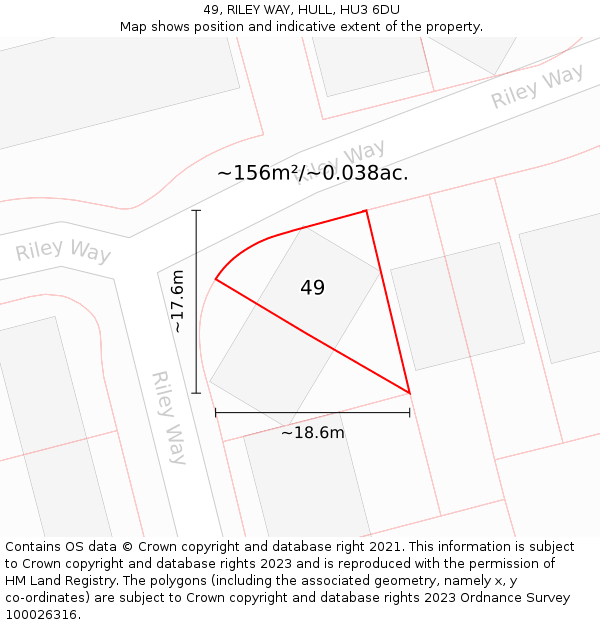 49, RILEY WAY, HULL, HU3 6DU: Plot and title map
