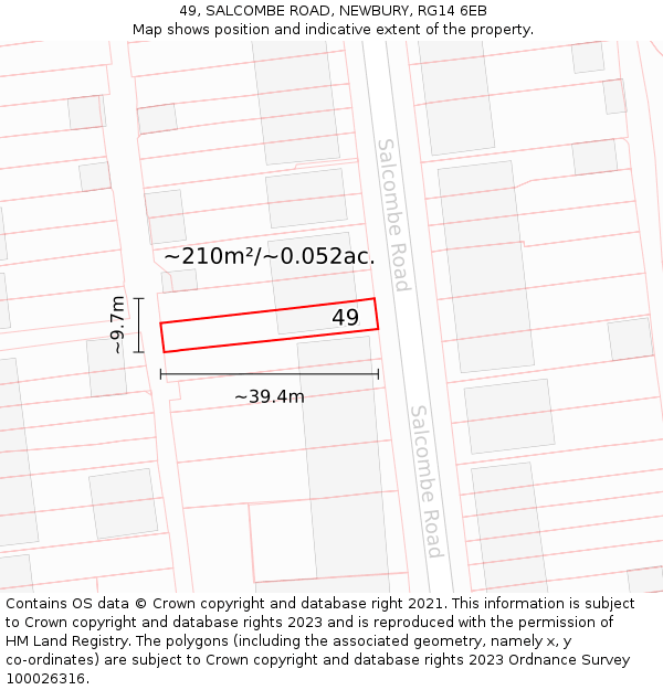 49, SALCOMBE ROAD, NEWBURY, RG14 6EB: Plot and title map