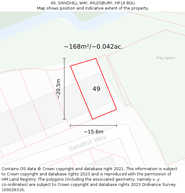 49, SANDHILL WAY, AYLESBURY, HP19 8GU: Plot and title map