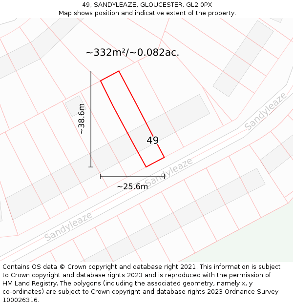 49, SANDYLEAZE, GLOUCESTER, GL2 0PX: Plot and title map