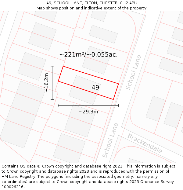 49, SCHOOL LANE, ELTON, CHESTER, CH2 4PU: Plot and title map