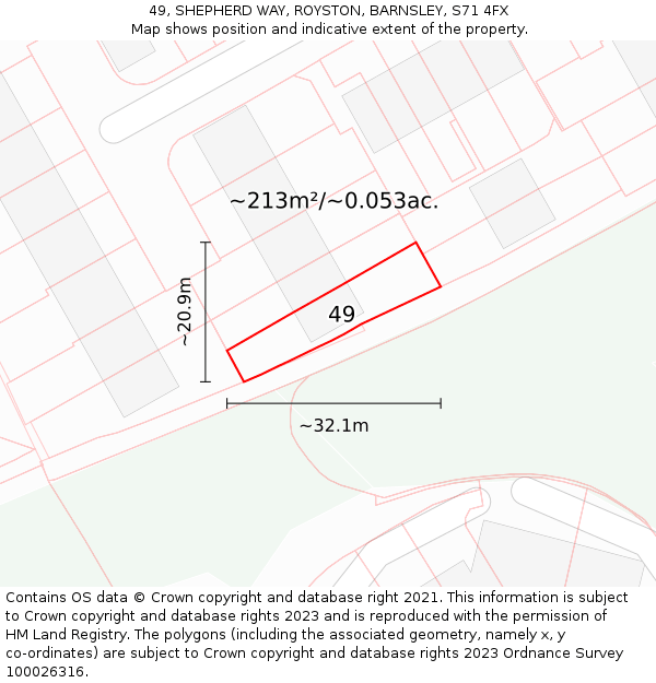 49, SHEPHERD WAY, ROYSTON, BARNSLEY, S71 4FX: Plot and title map