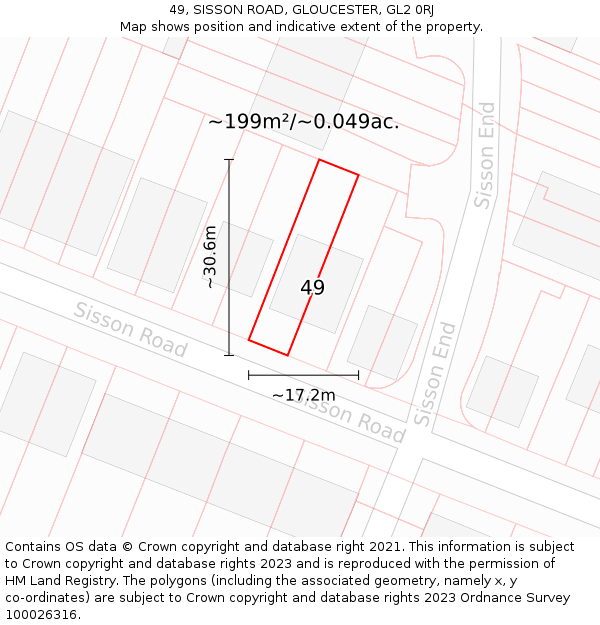 49, SISSON ROAD, GLOUCESTER, GL2 0RJ: Plot and title map