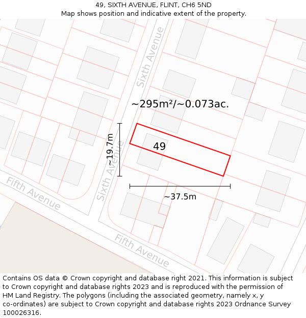 49, SIXTH AVENUE, FLINT, CH6 5ND: Plot and title map