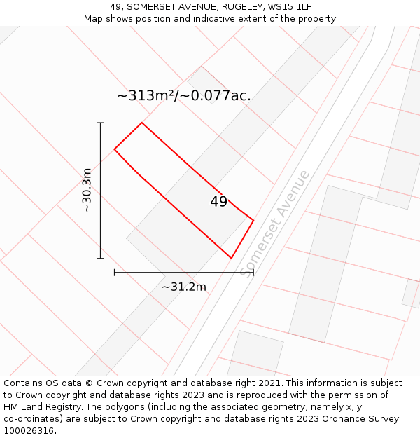 49, SOMERSET AVENUE, RUGELEY, WS15 1LF: Plot and title map