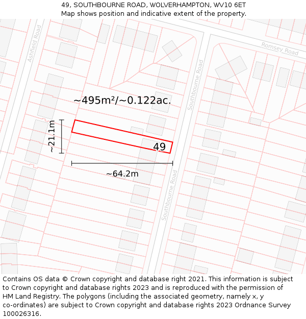 49, SOUTHBOURNE ROAD, WOLVERHAMPTON, WV10 6ET: Plot and title map