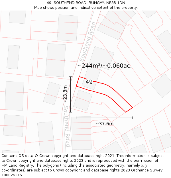 49, SOUTHEND ROAD, BUNGAY, NR35 1DN: Plot and title map