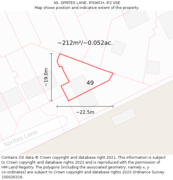49, SPRITES LANE, IPSWICH, IP2 0SE: Plot and title map