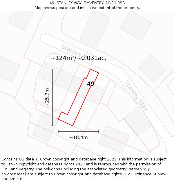 49, STANLEY WAY, DAVENTRY, NN11 0SD: Plot and title map