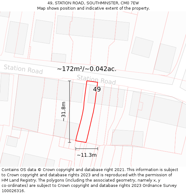 49, STATION ROAD, SOUTHMINSTER, CM0 7EW: Plot and title map