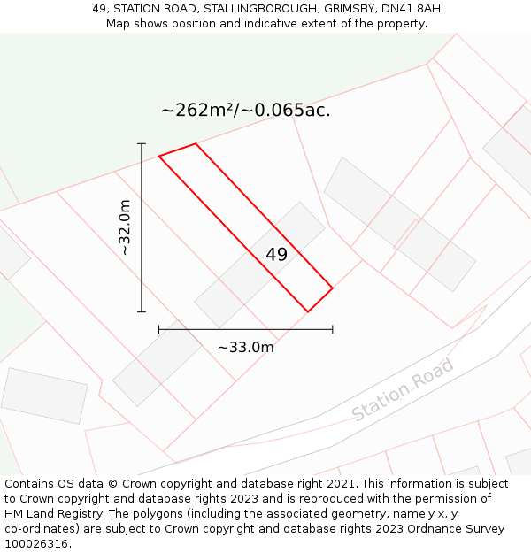 49, STATION ROAD, STALLINGBOROUGH, GRIMSBY, DN41 8AH: Plot and title map