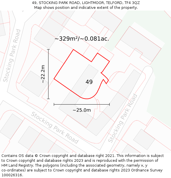 49, STOCKING PARK ROAD, LIGHTMOOR, TELFORD, TF4 3QZ: Plot and title map
