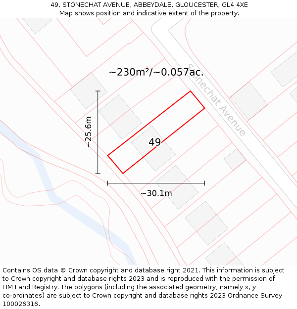 49, STONECHAT AVENUE, ABBEYDALE, GLOUCESTER, GL4 4XE: Plot and title map