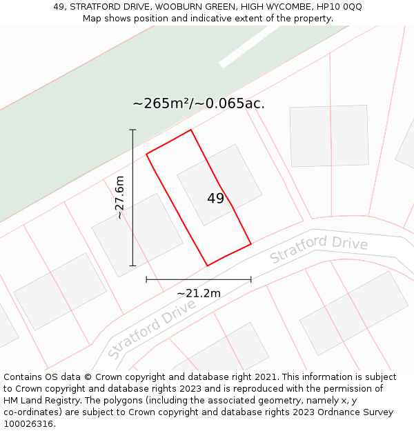 49, STRATFORD DRIVE, WOOBURN GREEN, HIGH WYCOMBE, HP10 0QQ: Plot and title map