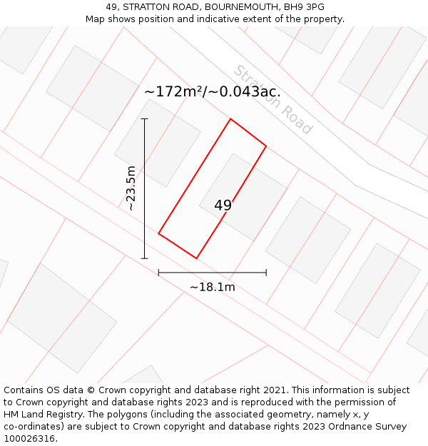 49, STRATTON ROAD, BOURNEMOUTH, BH9 3PG: Plot and title map