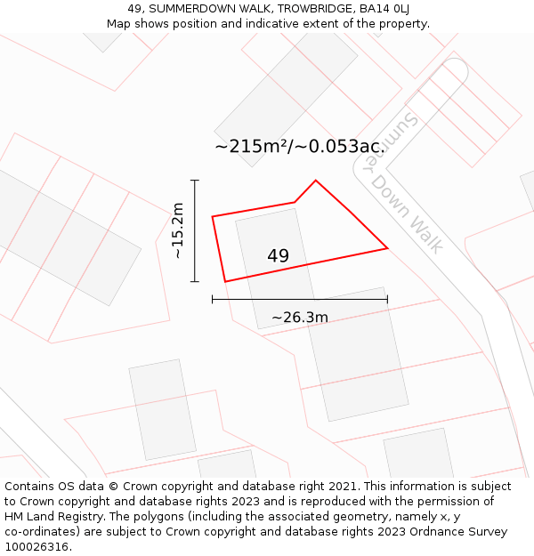 49, SUMMERDOWN WALK, TROWBRIDGE, BA14 0LJ: Plot and title map