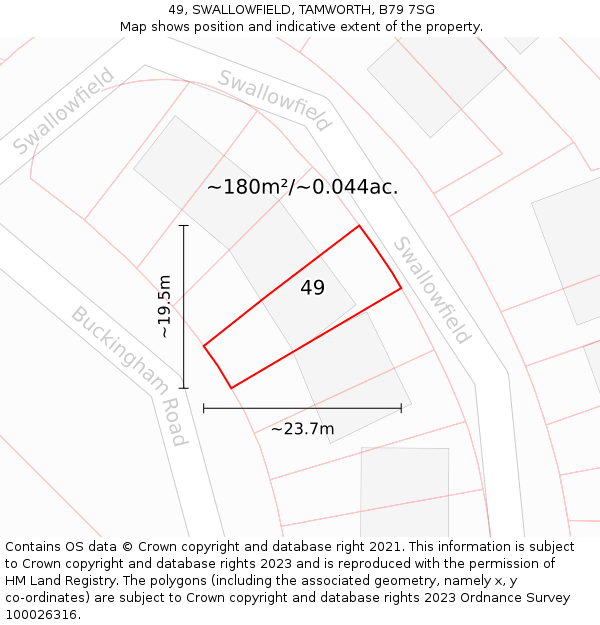 49, SWALLOWFIELD, TAMWORTH, B79 7SG: Plot and title map