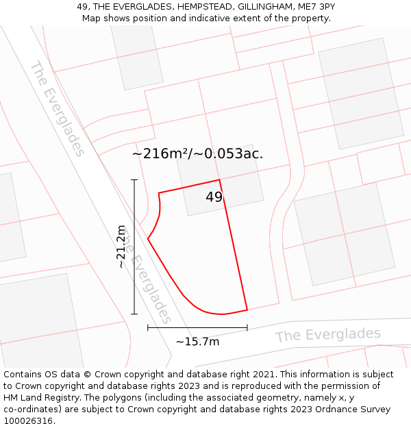 49, THE EVERGLADES, HEMPSTEAD, GILLINGHAM, ME7 3PY: Plot and title map