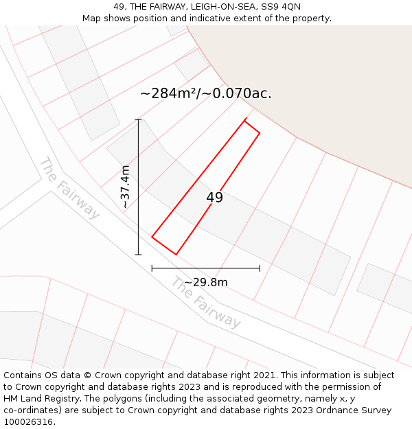 49, THE FAIRWAY, LEIGH-ON-SEA, SS9 4QN: Plot and title map