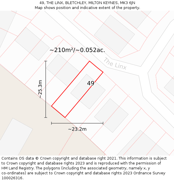 49, THE LINX, BLETCHLEY, MILTON KEYNES, MK3 6JN: Plot and title map