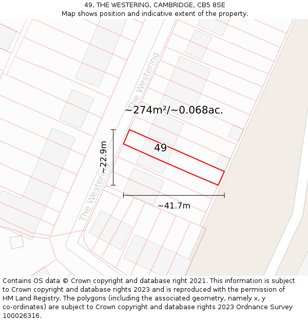 49, THE WESTERING, CAMBRIDGE, CB5 8SE: Plot and title map