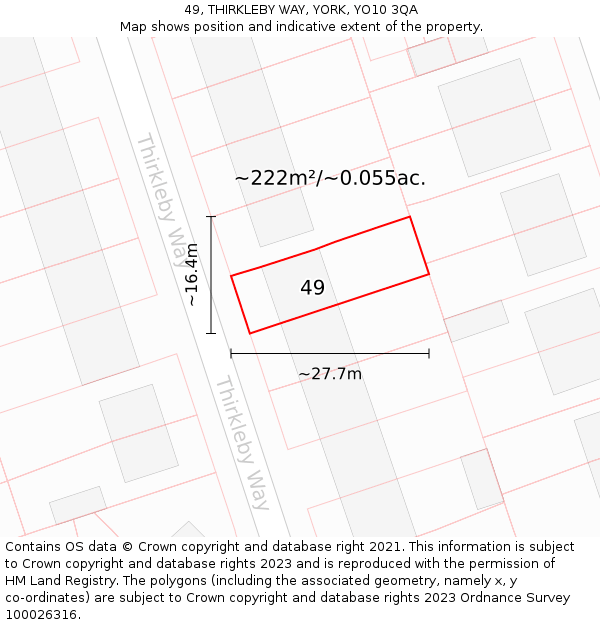 49, THIRKLEBY WAY, YORK, YO10 3QA: Plot and title map