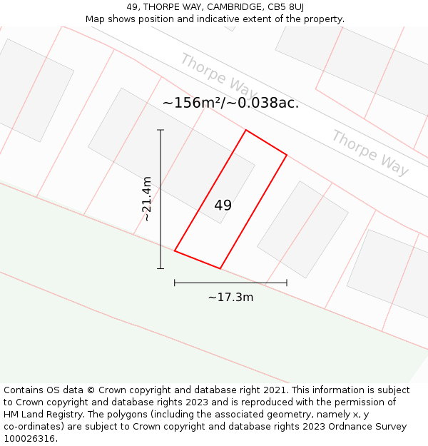 49, THORPE WAY, CAMBRIDGE, CB5 8UJ: Plot and title map