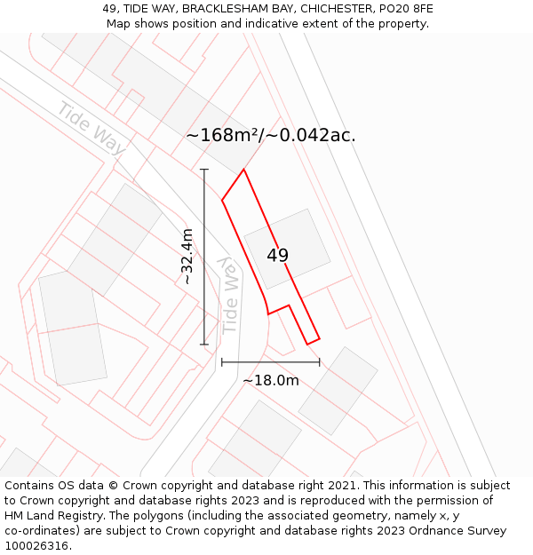 49, TIDE WAY, BRACKLESHAM BAY, CHICHESTER, PO20 8FE: Plot and title map