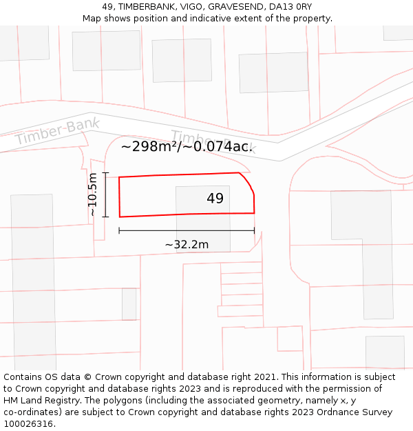 49, TIMBERBANK, VIGO, GRAVESEND, DA13 0RY: Plot and title map