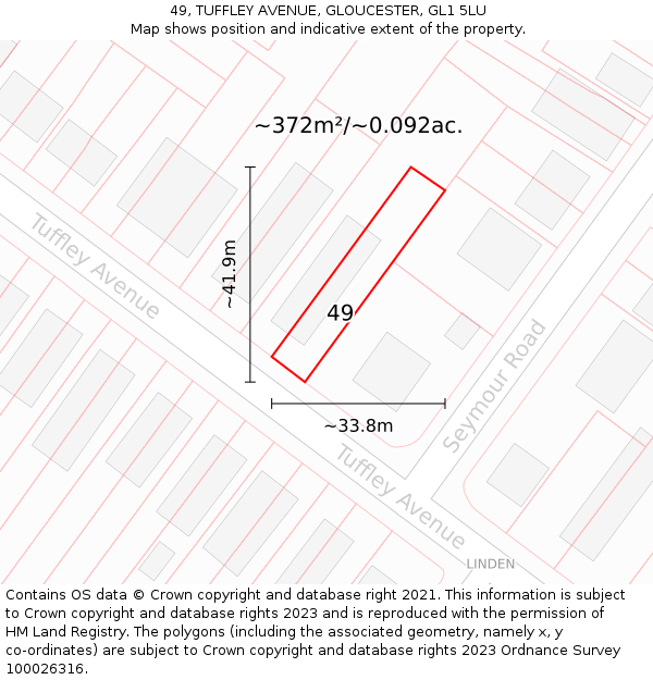 49, TUFFLEY AVENUE, GLOUCESTER, GL1 5LU: Plot and title map