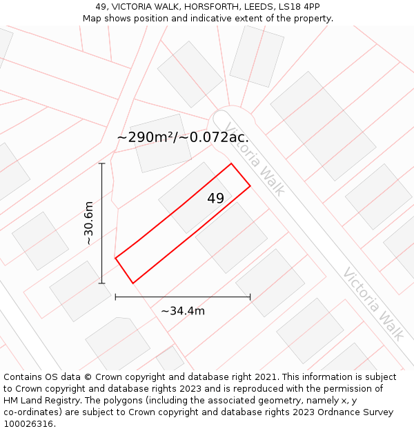 49, VICTORIA WALK, HORSFORTH, LEEDS, LS18 4PP: Plot and title map